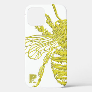 Elegant Gold Bee Monogram Hoesje-Mate iPhone Case