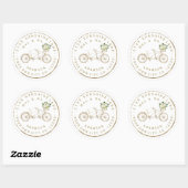 Elegant Gold Bicycle Floral Circular Address Label (Vel)