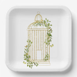 Elegant Gold Bird Cage met Bord van bladpapier