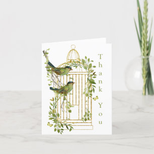 Elegant Gold Bird Cage met vogels op een filiaal Bedankkaart