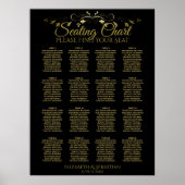 Élégant Gold Black 16 Table Mariage Tableau de siè (Devant)