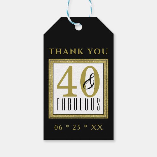 Elegant Gold Black 40e verjaardag Hartelijk dank Cadeaulabel (Voorkant)