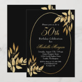Elegant Gold Black 50th Birthday Celebration Kaart (Voorkant / Achterkant)