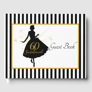 Elegant Gold Black 60th BIRTHDAY Party Gastenboek