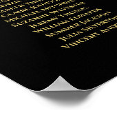 Elegant Gold & Black 8 Table Wedding Seding Chart Poster (Hoek)