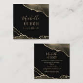 Elegant Gold Black Agate Marble Script Vierkante Visitekaartje (Voorkant / Achterkant)