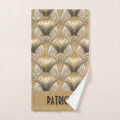 Elegant gold black art deco name bath towel set (Serviette à main)