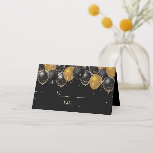 Elegant Gold Black Balloons Confetti Wedding (Voorkant)