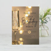 Elegant Gold Black Birthday Invitation (Debout devant)