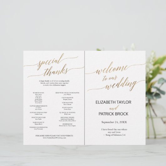 Elegant Gold Black Calligrafie gevouwen, volledig  (Staand voorkant)
