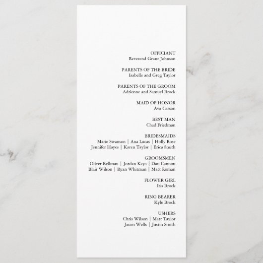 Elegant Gold & Black Calligraphy Wedding Programma (Achterkant)