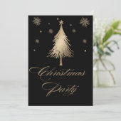 Elégant Gold Black Christmas Party Invitation (Debout devant)