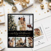 Elégant Gold Black Collage Carte Foil de Noël