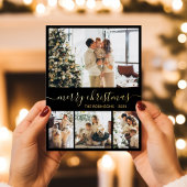 Elégant Gold Black Collage Carte Foil de Noël