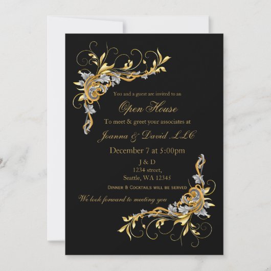 Elegant Gold Black Corporate party Invitation Kaart (Voorkant)