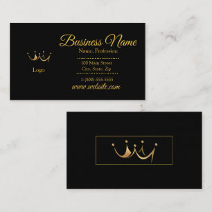 Elegant Gold & Black Crown Standard Size Business Visitekaartje