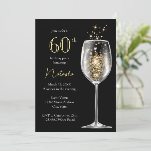 Elegant Gold Black Damask 60e verjaardag Kaart (Staand voorkant)