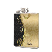 Elegant Gold Black Damask Heupfles (Links)