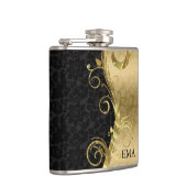 Elegant Gold Black Damask Heupfles (Rechts)