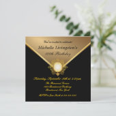 Elegant Gold Black Dames Party - Uitnodigingen (Staand voorkant)