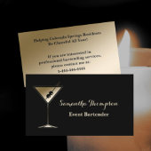 Elegant Gold Black Event Bartender Carte de visite