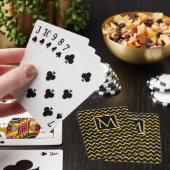 Elegant Gold Black Glitter Chevron Pattern Initiaa Pokerkaarten (Insitu)