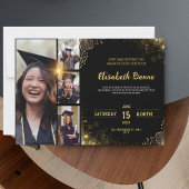 Elégant Gold & Black Graduation Party Invitation