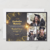 Élégant Gold & Black Invitations de graduation per (Devant)
