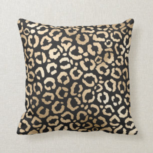 Elegant Gold Black Leopard Cheetah Animal Print Kussen