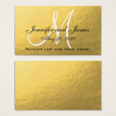 Elegant Gold Black Mariage Carte de boisson gratui (Devant & derrière)
