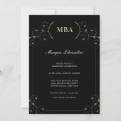Elégant Gold Black MBA Graduation Party Invitation (Devant)