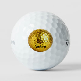 Elegant gold black monogram personalized golf ball golfballen