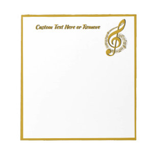 Elegant Gold Black Music Note Specified Personal Notitieblok