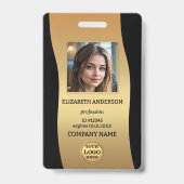 Elegant Gold Black Photo ID Badge (Avant)