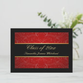 Elegant Gold/Black/Red Swirl College-graad Kaart (Staand voorkant)