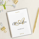 Élégant Gold Black Script Nom initial Monogramme<br><div class="desc">Améliorez votre style d'organisation avec notre Elegant Gold Black Script Initial Nom Monogram Planner. Ce planificateur sophistiqué dispose d'une palette luxueuse d'or et de noir, dégageant une élégance intemporelle parfaite pour tout cadre professionnel ou personnel. La couverture présente un script original et un monogramme de nom personnalisé magnifiquement conçu, ce...</div>