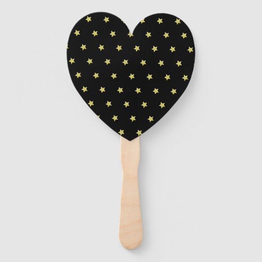 Elegant Gold & Black Star Pattern Monogram Handwaaier (Achterkant)