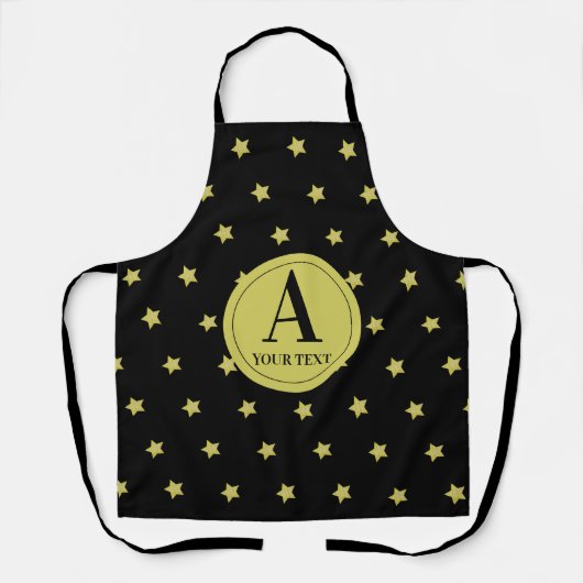 Elegant Gold & Black Star Pattern Monogram Schort (Voorkant)