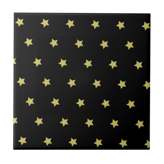 Elegant Gold & Black Star Pattern Tegeltje (Voorkant)