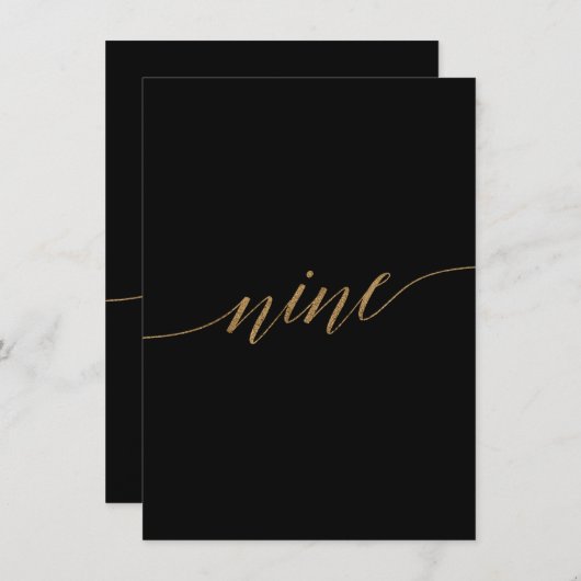 Elégant Gold & Black Table Neuf Numéro de table (Devant / Derrière)