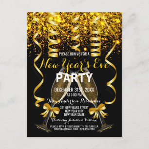 Elegant Gold Black Uitnodiging Eve Party