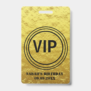 Elegant Gold Black VIP All Access Birthday Badge