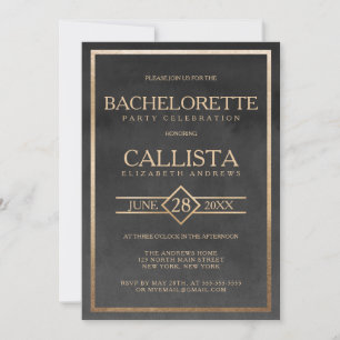 Elegant Gold Black Waterverf Lijst Bachelorette Kaart