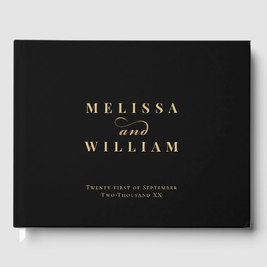Elegant Gold Black Wedding Gastenboek (Voorkant)