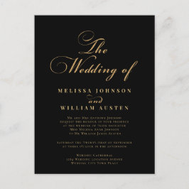 Elegant Gold Black Wedding Uitnodiging Briefkaart