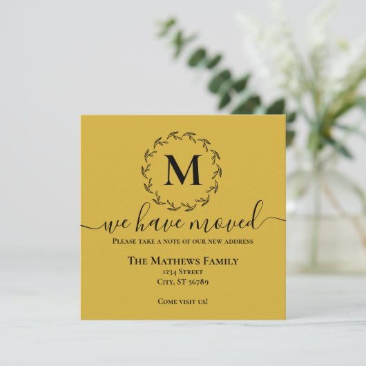 Elegant Gold Black Wreater Monogram dat we hebben  Aankondiging (Staand voorkant)