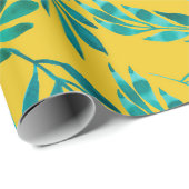 Elegant Gold Blauwgroen Foliage Leaf Pattern Gift Cadeaupapier (Rol Hoek)