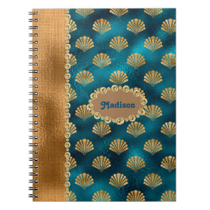 Elegant Gold Blauwgroen metalen schappen Persoonli Notitieboek
