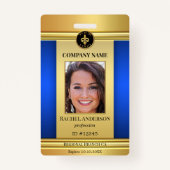Elégant Gold Blue Employé Photo ID Badge (Devant)