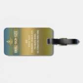 Elegant Gold Blue Green Stripe Bagagelabel (Achterkant horizontaal)